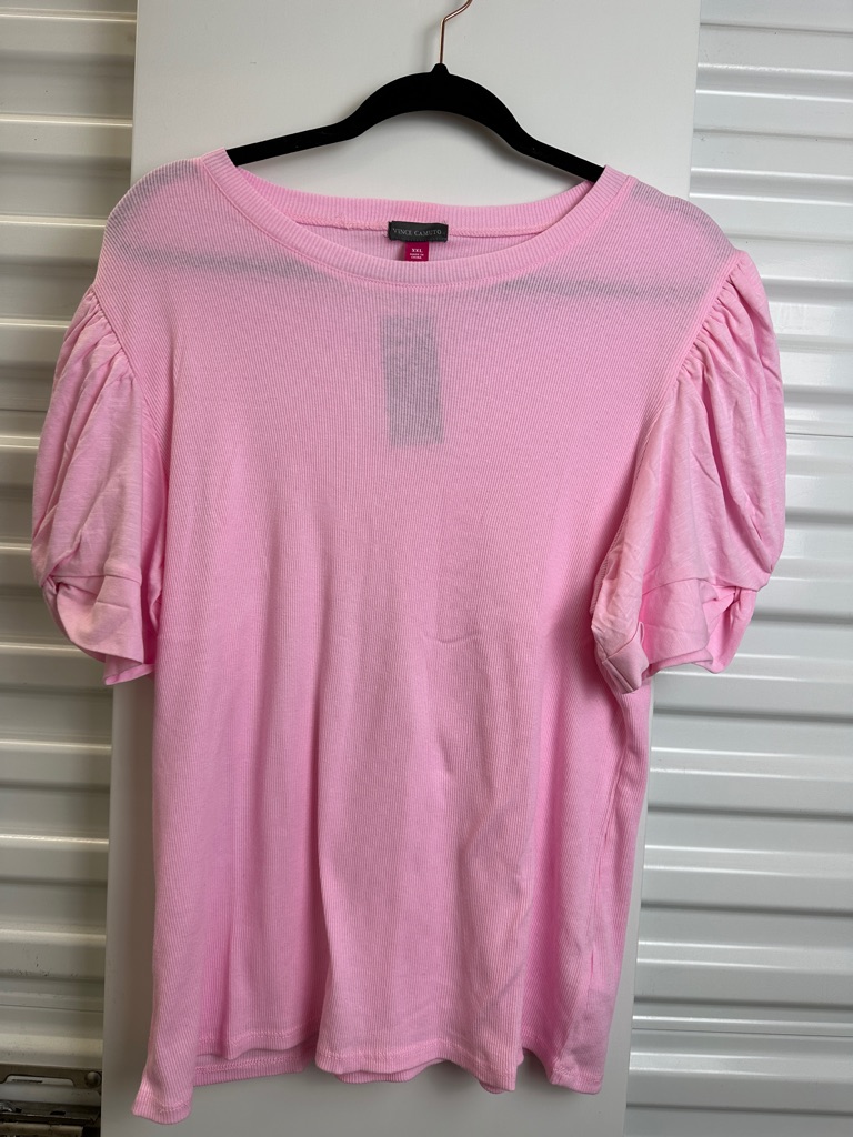 Vince Camuto Light Pink Puff-Sleeve Knit Tee